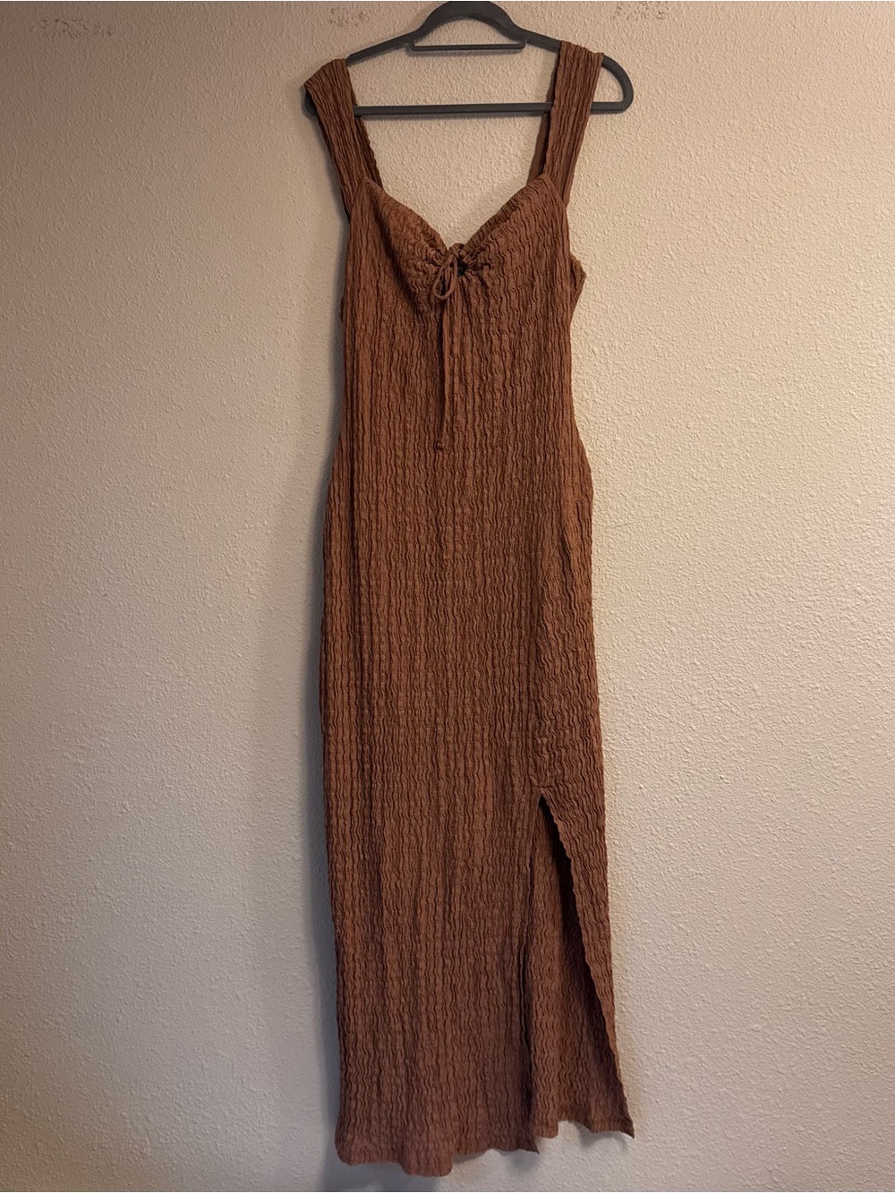 Free People Beach Textured Sleeveless Maxi Dress with Front Tie